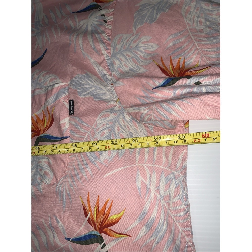 Hurley Short Sleeve Button Up Classic Fit Shirt L Pink Floral Hawaiian Tropical‎ - Picture 9 of 11